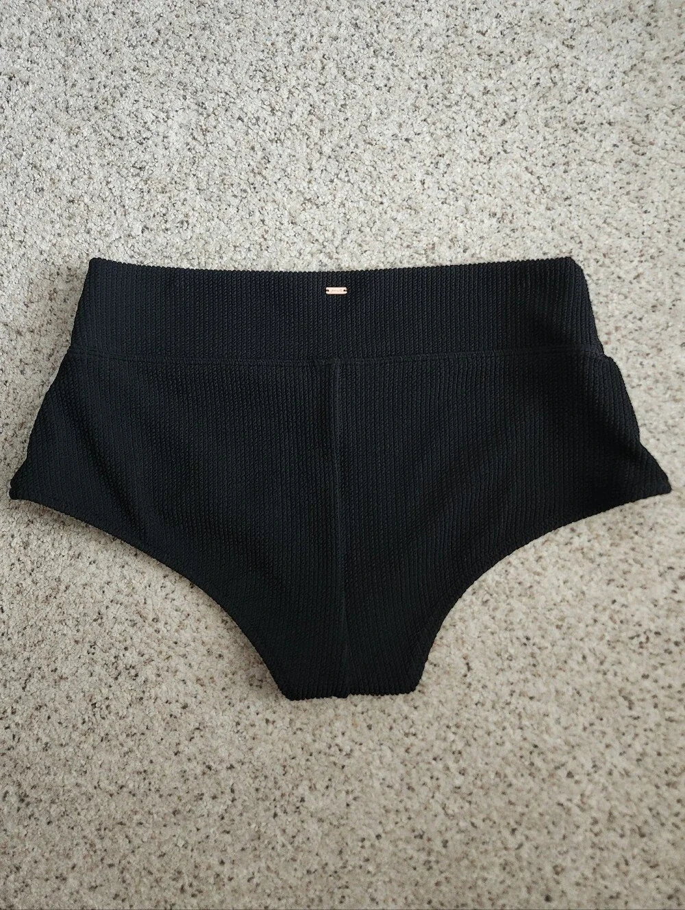 PINK Victoria's Secret High-Waist Black Ribbed Bikini Bottoms
